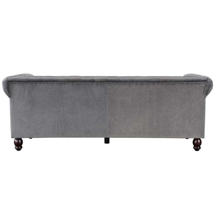 Chesterfield 3 Seater Velvet Sofa with Footstool
