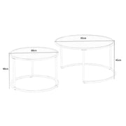Etta Set Of 2 Nesting Coffee Table Round End Table with Glass Top