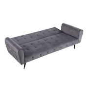 Alessia Buttoned Grey Velvet Sofa Bed