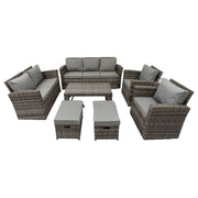 Rosen 9 Seater Rattan Garden Sofa Corner Set In Grey