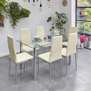Orsa Dining Table Set With 6 Chairs In Cream