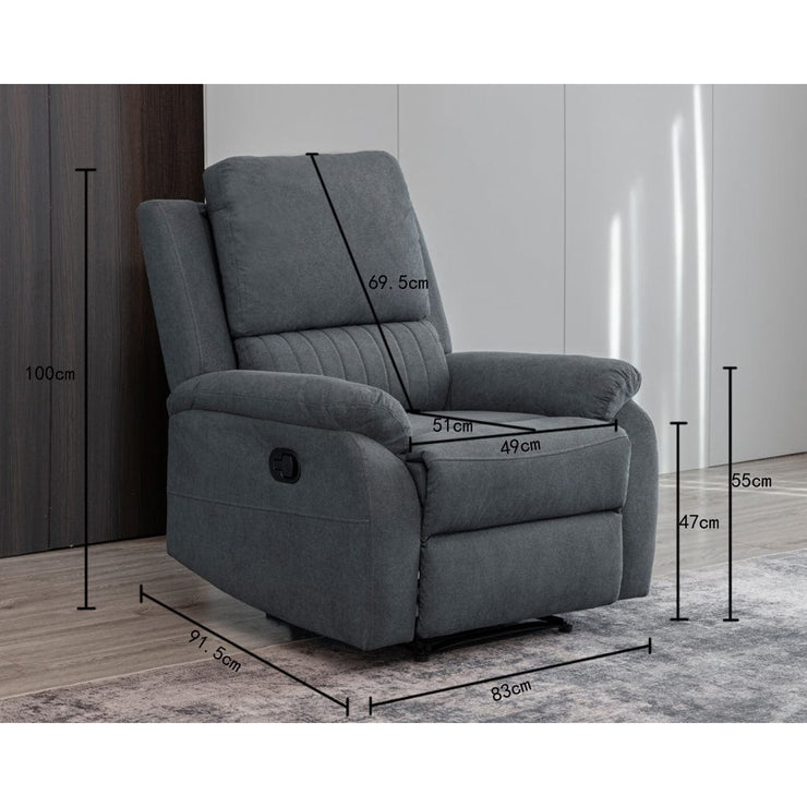 Pancho 3+2+1 Blue Fabric Recliner Sofa Set