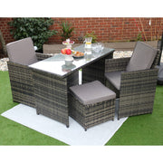 Eton 4 Seater Rattan Garden Cube Armchair with Bar Dining Table Set