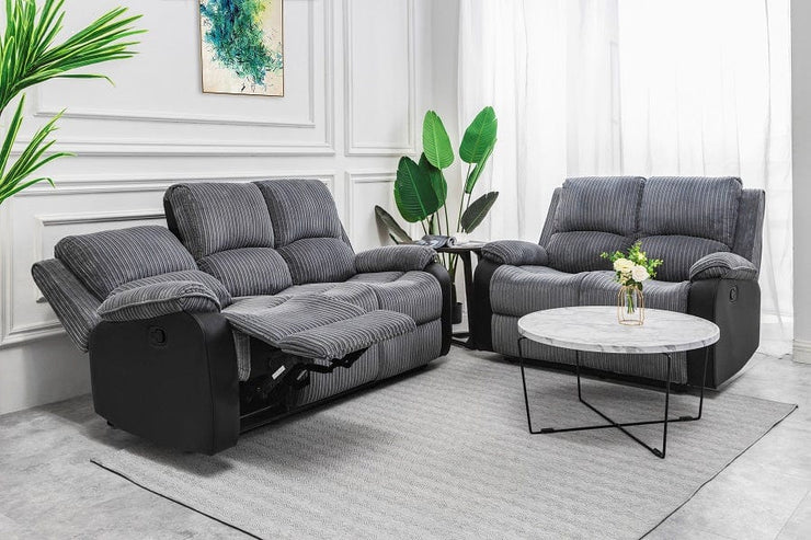 Boston 3+2 Grey Plush Fabric Recliner Sofa Set