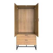 Belluno Industrial Style Bedroom Set with Wardrobe Chest and Bedside