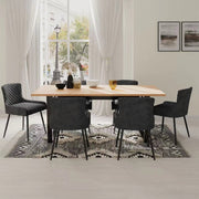 Belluno Light Oak Colour Extending Dining Table Set with 6 Velvet Chairs