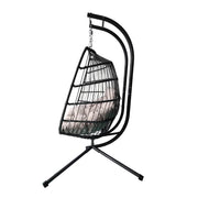 Bradway Hanging Rope Swing Double Indoor Outdoor Egg Chair with Grey Cushions