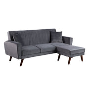 Grey Velvet Sofa Bed with Ottoman