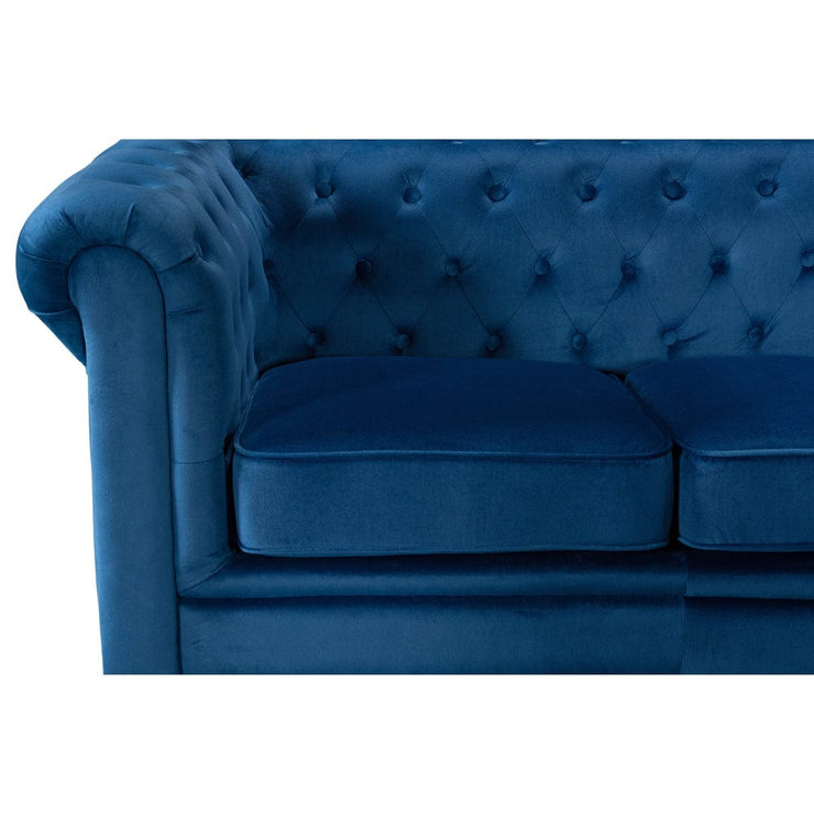 Chesterfield 3 Seater Velvet Sofa with Footstool