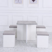 Kanso Stowaway Dining Table Set In Grey & White
