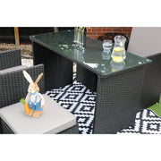 Eton 4 Seater Rattan Garden Cube Armchair with Bar Dining Table Set
