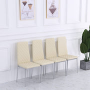 Set Of 4 Orsa Faux Leather Dining Chairs With Chrome Legs In Cream