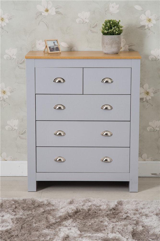 Grey wood top dresser set