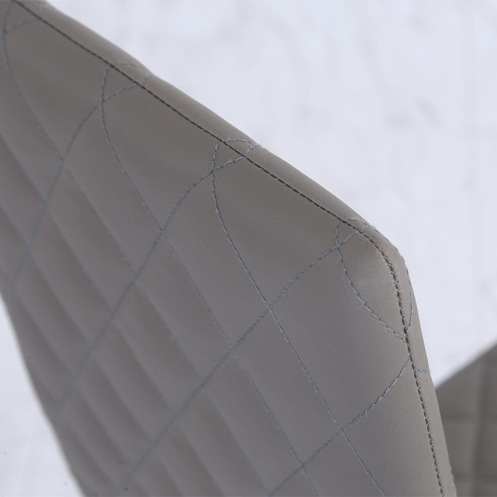 Set Of 4 Orsa Faux Leather Dining Chairs With Powder Coating Legs In Grey