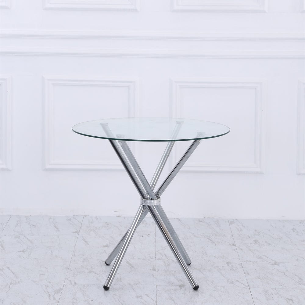 Orsa Round Dining Table Set With 4 Dining Chairs In Cream