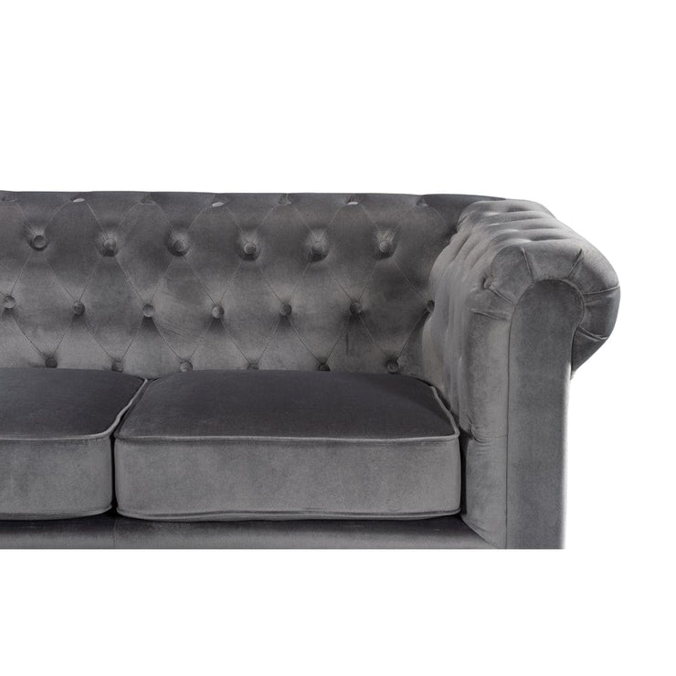 Chesterfield 3 Seater Velvet Sofa with Footstool