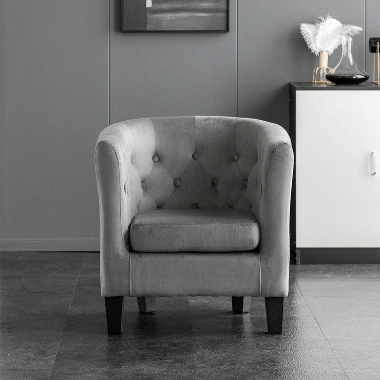 Ascot Buttoned Tub Chair In Grey