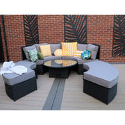 Cannes Garden Rattan 8 Seater Day Bed with Liftup Table Dining Set in Black