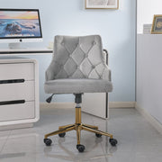 Avers Channel Tufted Velvet Office Chair with Gold Legs