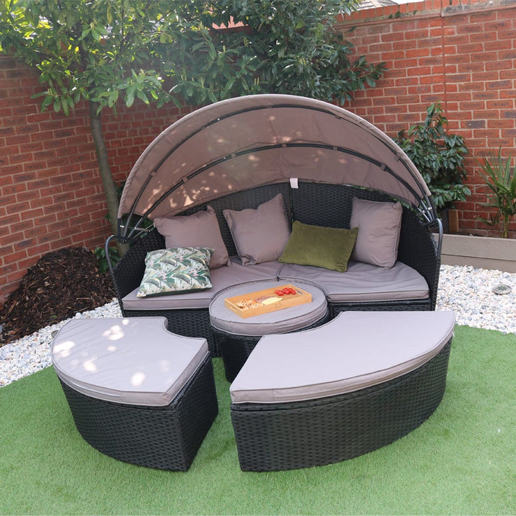 Camrose Rattan Garden Day Bed in Black