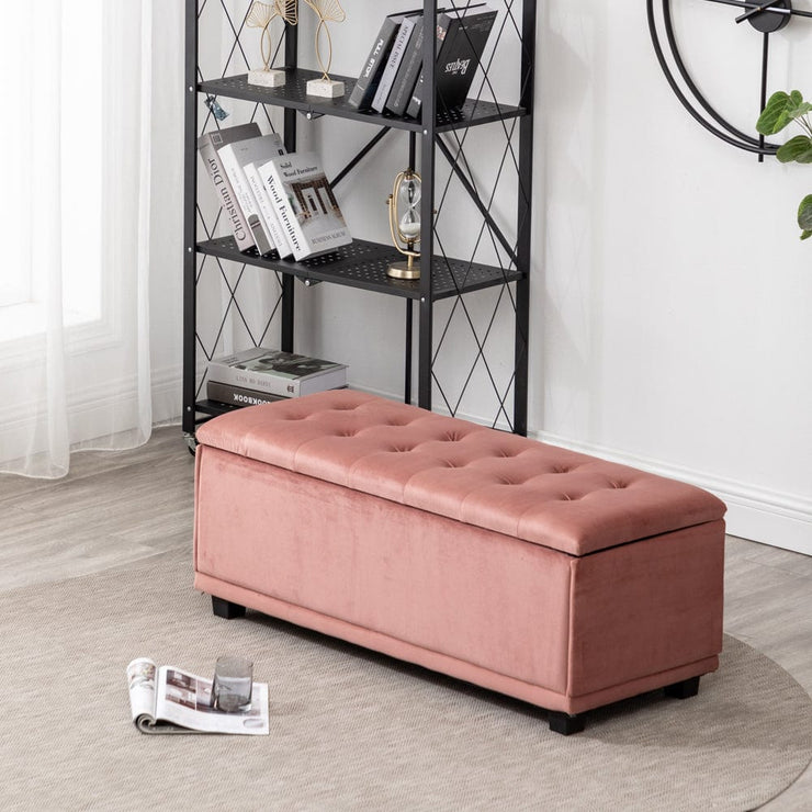 Velvet Rectangle Storage Ottoman Bench