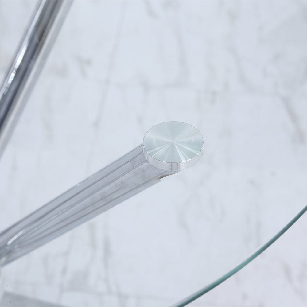 Orsa Round Dining Table Set With 4 Dining Chairs In Grey