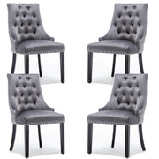 Avers Grey Velvet Button Back Dining Chairs