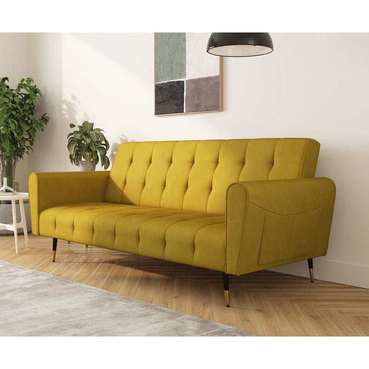 Alessia Velvet Sofa Bed with Buttons