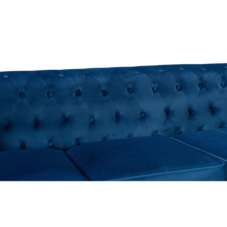 Tolg Velvet 3 Suíochán Chesterfield le Footstool