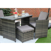 Eton 4 Seater Rattan Garden Cube Armchair with Bar Dining Table Set