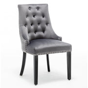 Avers Grey Velvet Button Back Dining Chairs