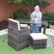 Eton 4 Seater Rattan Garden Cube Armchair with Bar Dining Table Set