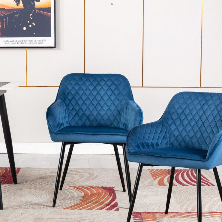 Zoe Velvet Upholstery Dining Chair with Armrest - Set Of 2