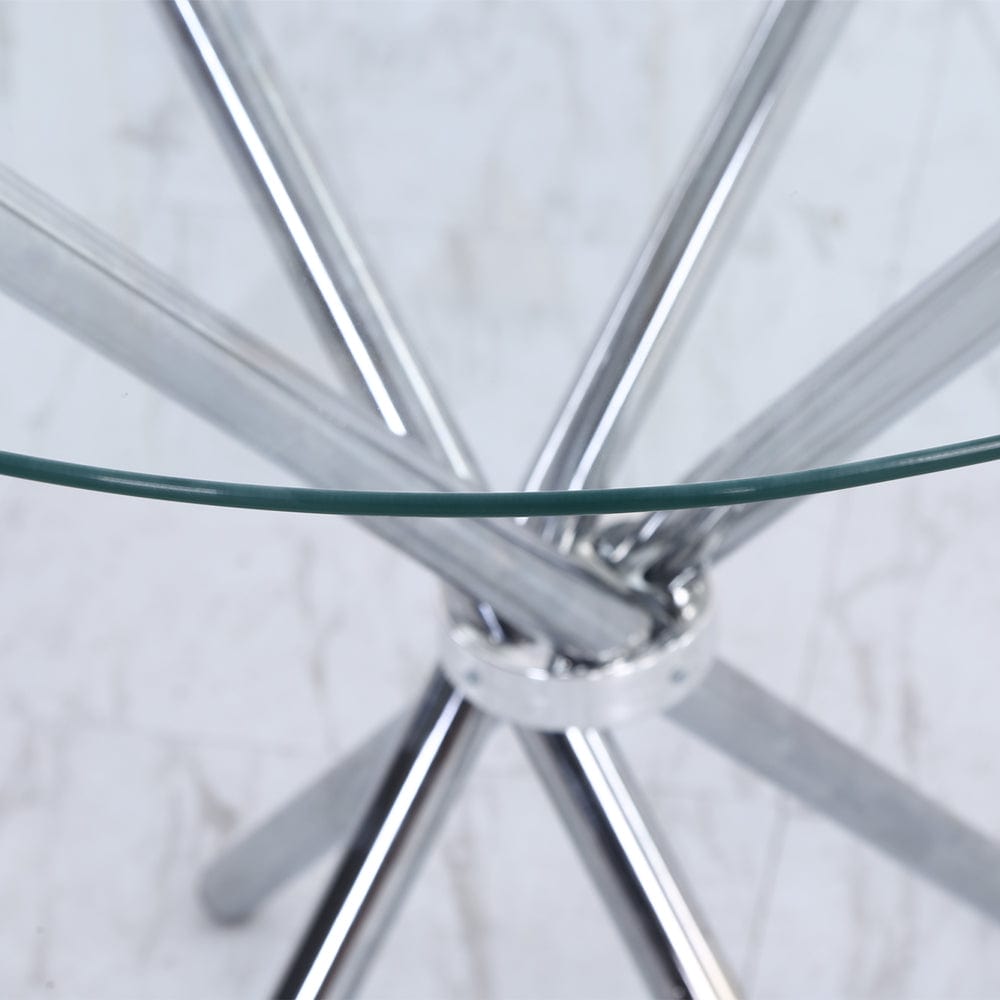 Orsa Round Dining Table Set With 4 Dining Chairs In Grey