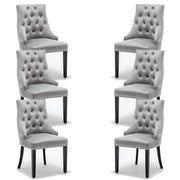 Avers Light Grey Velvet Button Back Dining Chairs