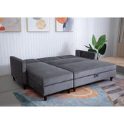 Destin Reversible Grey Velvet Corner Sofa With Storage Chaise and Ottoman Bench