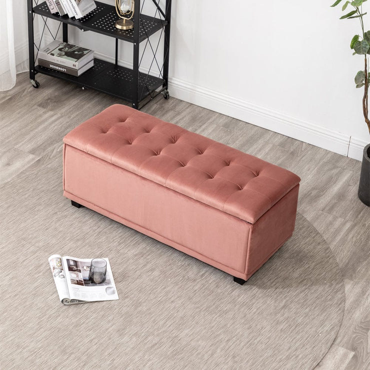 Velvet Rectangle Storage Ottoman Bench