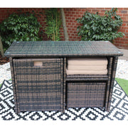 Eton 4 Seater Rattan Garden Cube Armchair with Bar Dining Table Set