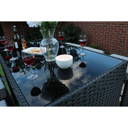 Eton Rattan Garden 6 Seater Bar Table and Stool Set in Black with rain cover option