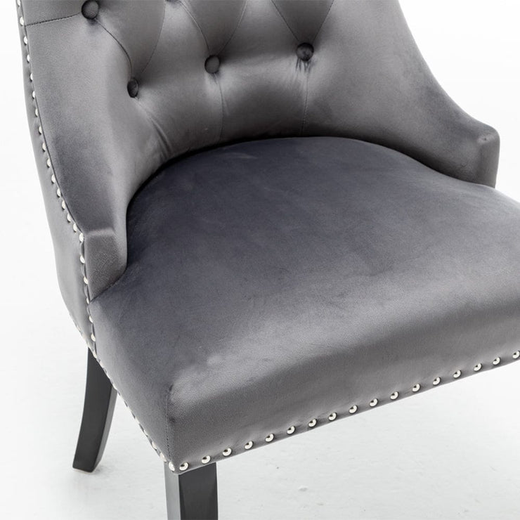 Avers Grey Velvet Button Back Dining Chairs