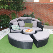 Camrose Rattan Garden Day Bed in Black