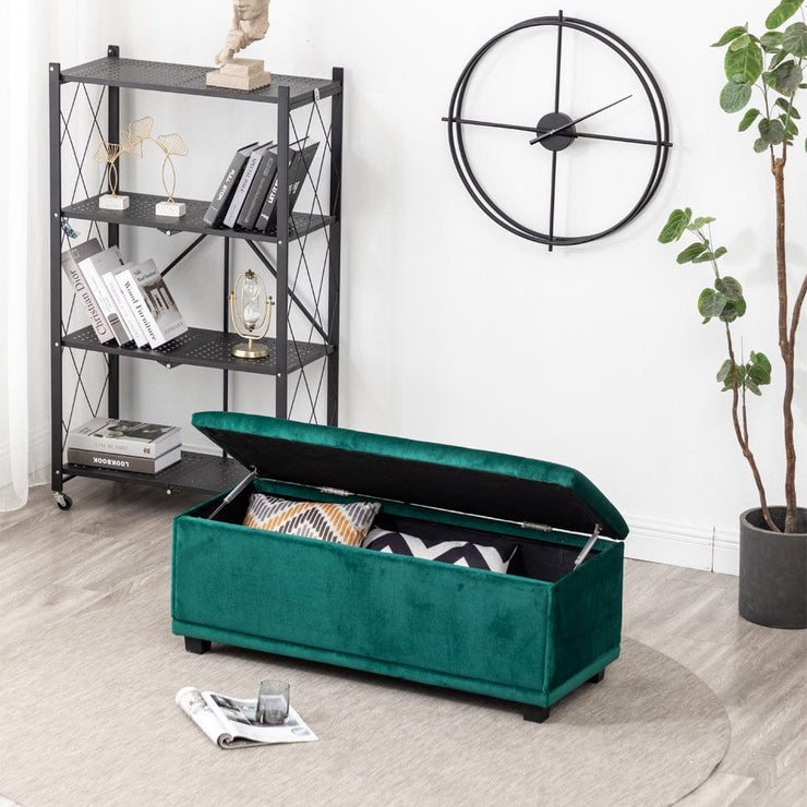 Velvet Rectangle Storage Ottoman Bench