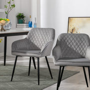 Zoe Velvet Upholstery Dining Chair with Armrest - Set Of 2