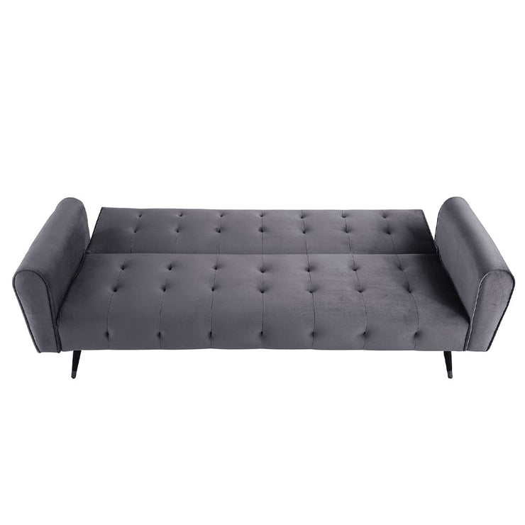 Alessia Buttoned Grey Velvet Sofa Bed