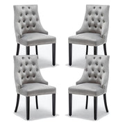 Avers Light Grey Velvet Button Back Dining Chairs