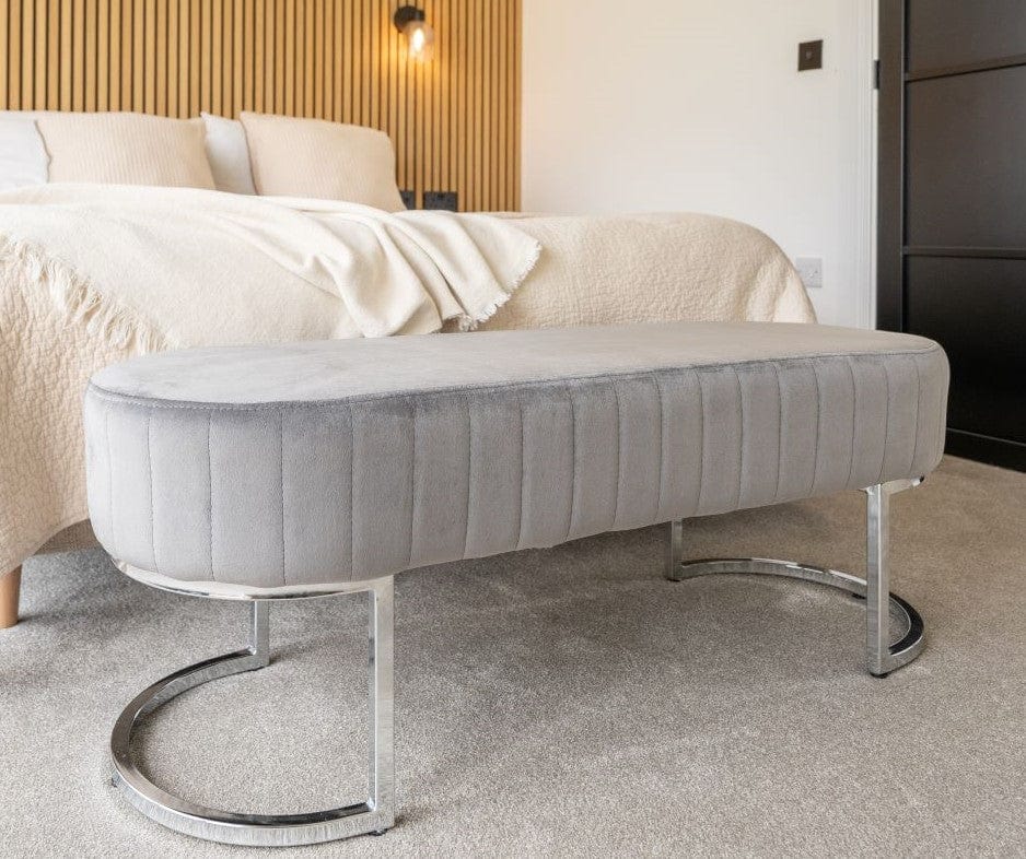 Russell Velvet Bench with Chroming Legs