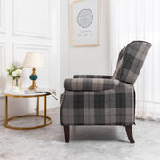 Ascot Wingback Fabric Recliner Chair In Grey Tartan - Furniture Maxi