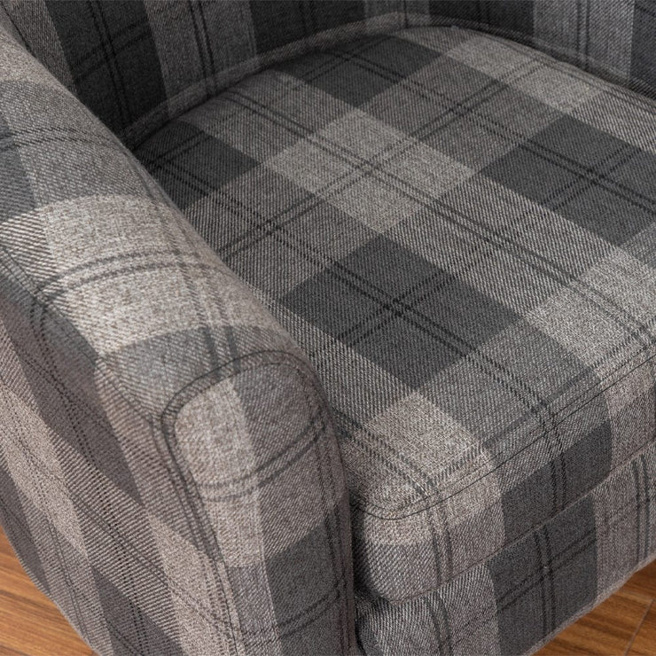 Ascot Tartan Linen Fabric Tub Chair Armchair In Grey