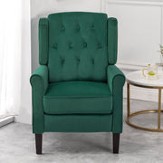 Ascot Studded Wingback Velvet Recliner Chair In Green