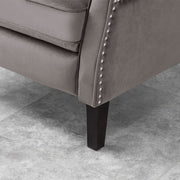 Ascot Studded Wingback Velvet Recliner Chair In Grey